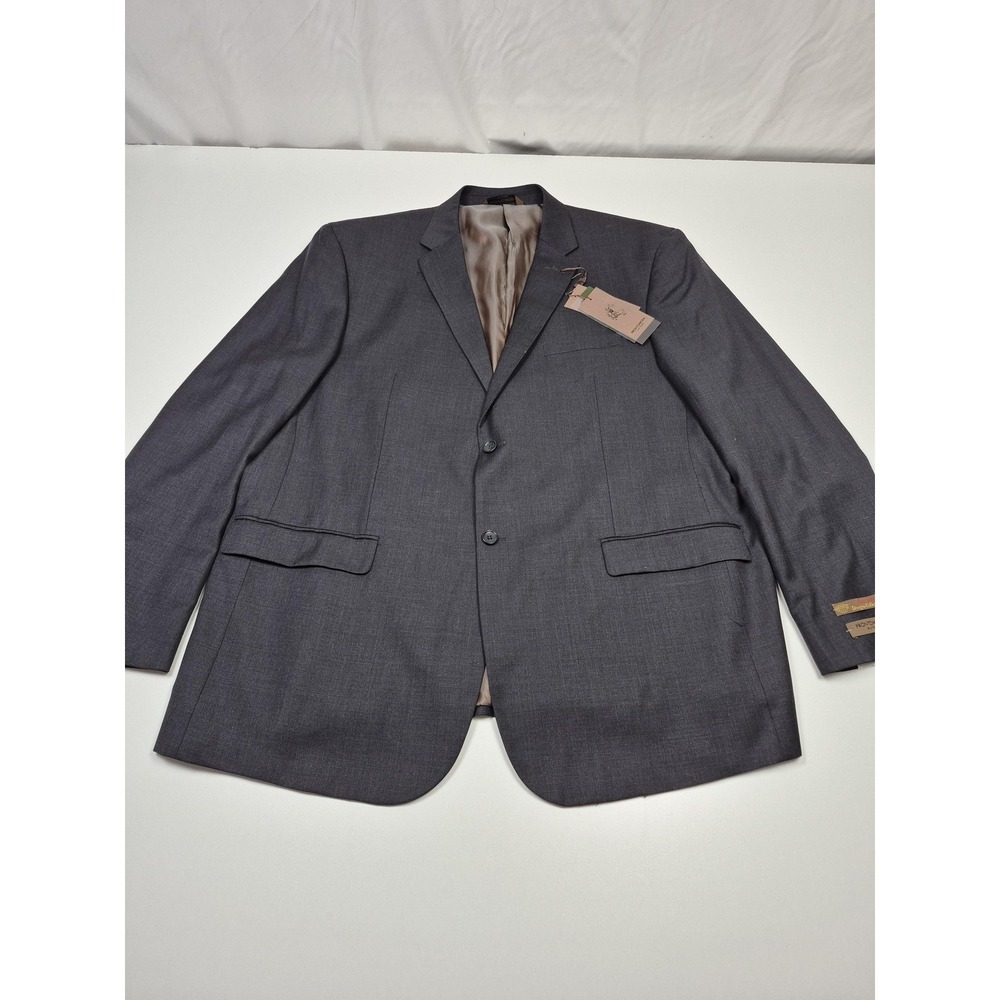 Prontomoda Blazer Mens 52L Charcoal Super 140s Merino Wool Suit Jacket